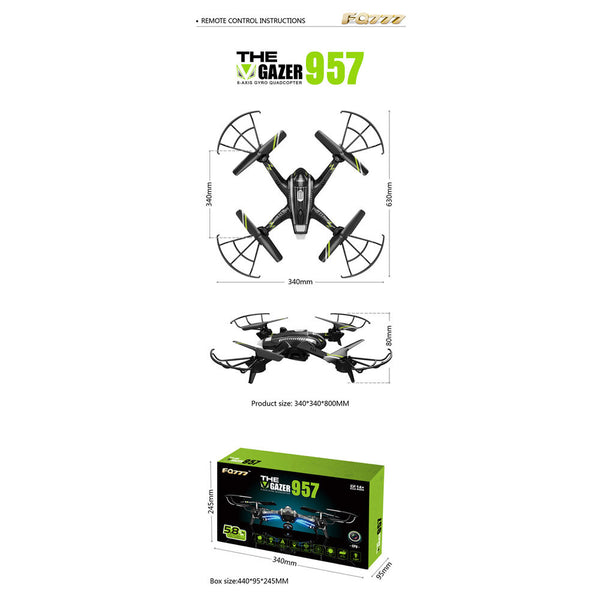 FQ777 AF957F 5.8G FPV Drone With 2.0MP Camera One Key Return RC Quadcopter